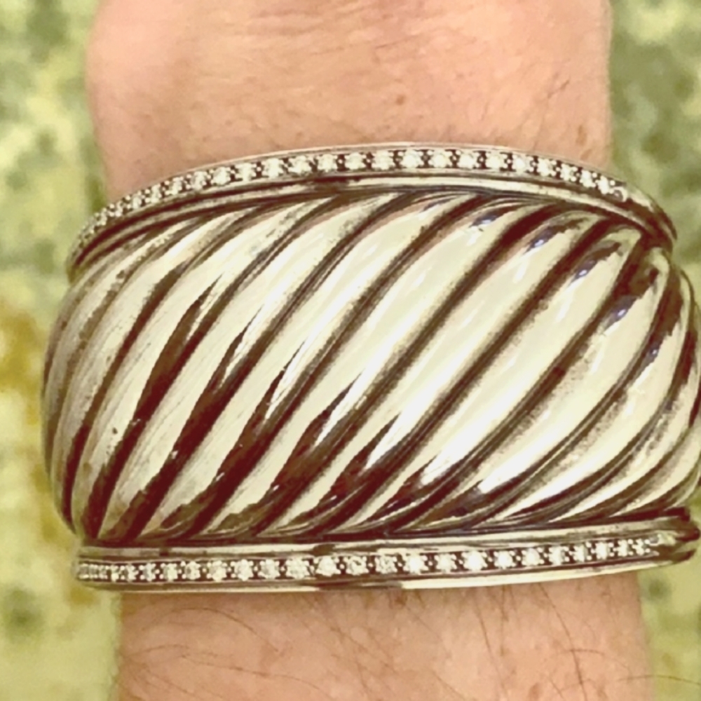 David Yurman Diamond Cable Cuff Bracelet